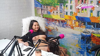 Flavia Oliver performs oral sex on Natasha Steffens during the California Podcast recordings